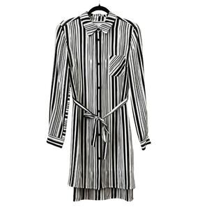 Rebecca Minkoff Frankie Shirt Dress Size 4 Black White Striped Long Sleeve